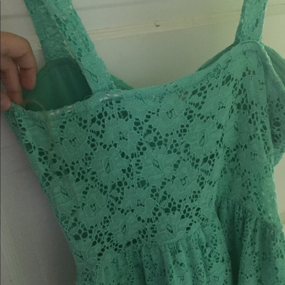 Teal, lace dress with an open lace back - Picture 4 of 5